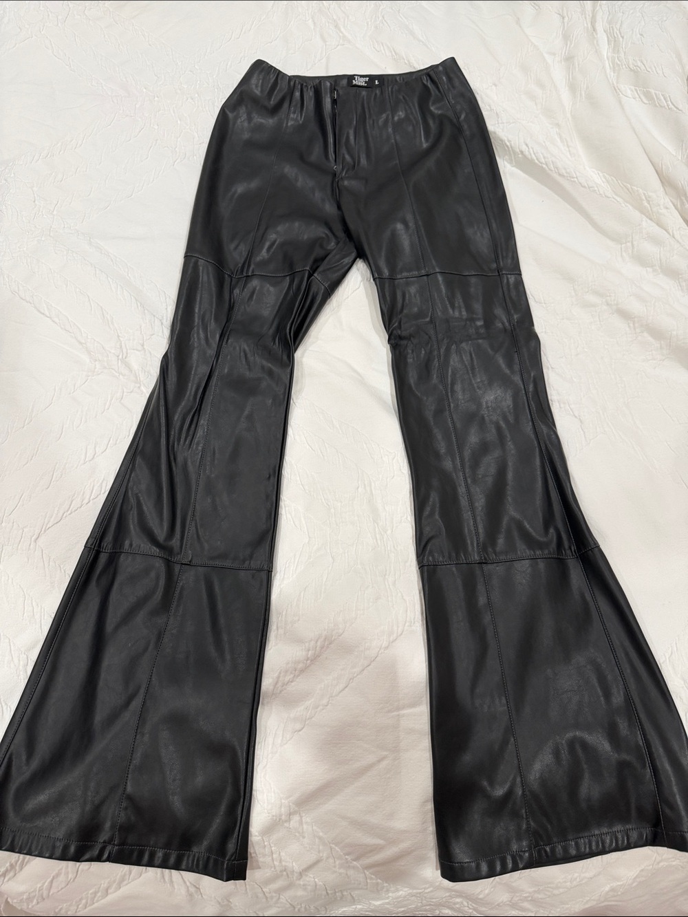 Tiger Mist Black Faux Leather Boot Cut Pants